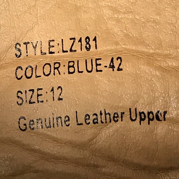 La Milano Patina Collection Mens Leather Blue Oxford Wingtip Boots Size 12 LZ181 - Picture 10 of 13